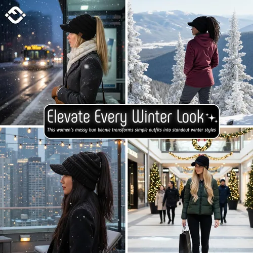 Miniatura 126 de Funky Junque - Gorro para mujer con ranura para cola de caballo