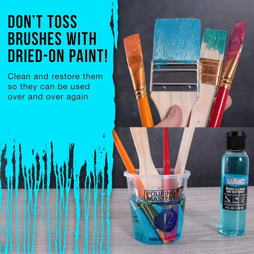 Miniatura 3 de U.S. Art Supply Limpiador y Restaurador de Pinceles, Botella de 4 Onzas - Limpia Rápidamente Pinceles de Pintura, Aerógrafos, Herramientas de Arte