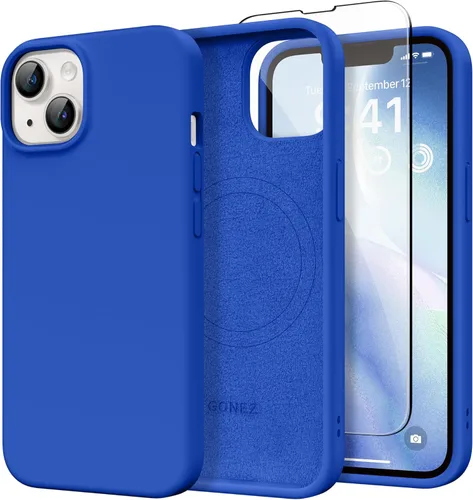 Miniatura 276 de GONEZ Funda de silicona para iPhone 14 Pro Max, compatible con MagSafe, con protector de pantalla + protector de lente de cámara, silicona líquida a