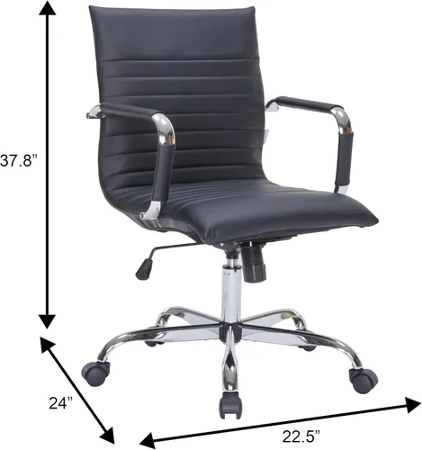 Miniatura 3 de LeisureMod Silla de oficina ejecutiva ergonómica con soporte lumbar, silla de escritorio giratoria de cuero ajustable, silla de computadora