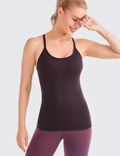 Miniatura 2 de CRZ YOGA - Camisetas deportivas para mujer, sin mangas, sin costuras, con espalda cruzada y brasier incorporado, camisetas para entrenamiento