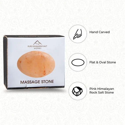 Miniatura 4 de Pure Himalayan Salt Works Piedra de masaje ovalada plana, piedra tallada a mano de cristal rosa para terapia de masaje, desodorante y exfoliantes