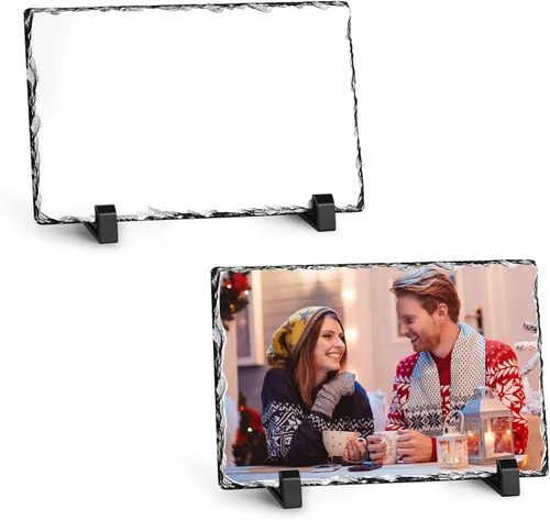 Placa de sublimación de pizarra de 6 x 8 pulgadas, placa de sublimación de piedra de roca para fotos, paquete de 2 unidades a granel