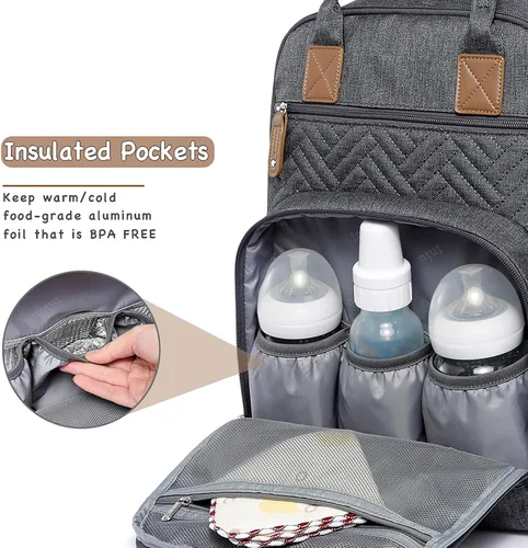 Miniatura 2 de iniuniu Mochila para pañales, kit 4 en 1, bolsas de bebé unisex grandes para niños y niñas, mochila de viaje impermeable con bolsa para pañales