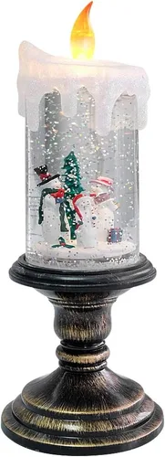 Miniatura 14 de Eldnacele Velas de Globo de Nieve de Halloween Lámpara Iluminada, Operada con Batería Vela Giratoria Espeluznante de Tornado de Agua Brillante Sin