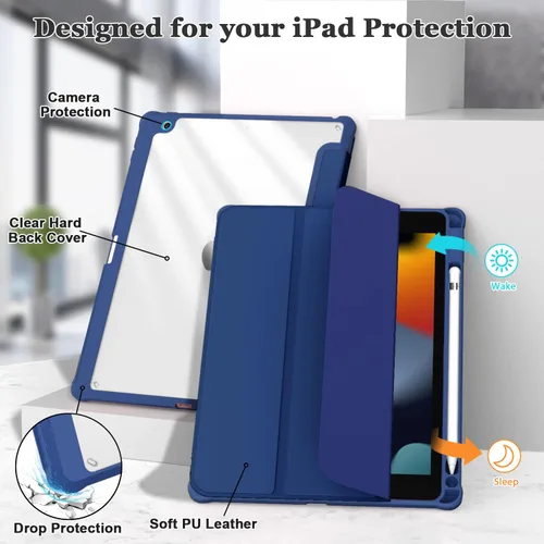 Miniatura 4 de OKP Funda para iPad de 9ª/8ª/7ª Generación (2021/2020/2019), Fundas para iPad de 10.2 pulgadas con Soporte Tríptico, Funda Delgada para iPad