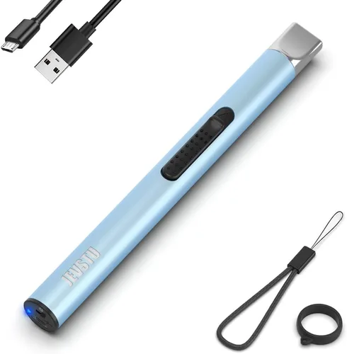 Miniatura 10 de Encendedor de velas, eléctrico recargable con arco USB, resistente al viento, sin llama, encendedor de plasma de palo largo con cuerda y anillo, sin