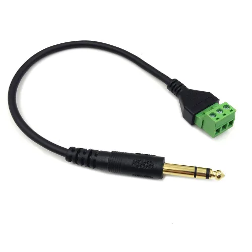Miniatura 2 de Chapado en oro de 0.250 in 1/4 "estéreo TRS Audio Jack macho a 3 pines tornillo terminal hembra micrófono Balun convertidor sin soldadura Cable TRS
