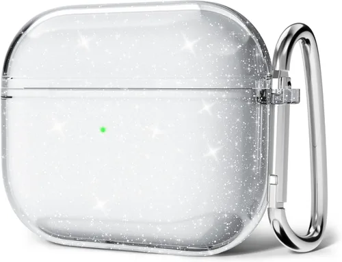 Miniatura 44 de Svanove Funda para Airpods Transparente con Purpurina, Funda Brillante y Bonita para Airpods de 1ª y 2ª Generación con Llavero, Carcasa Rígida