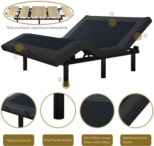 Miniatura 7 de SHA CERLIN Base de Cama Ajustable de Metal de 14 Pulgadas Tamaño Twin XL / Marco de Cama Tapizado con Articulación de Cabecera y Pie