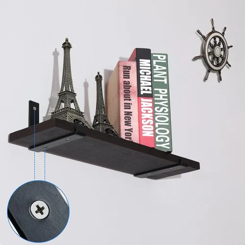 Miniatura 5 de HEART ART Soporte de estante negro de 6 pulgadas, paquete de 4 soportes de estante de metal J resistentes, 6.3" L×4.8" H×1.2" W