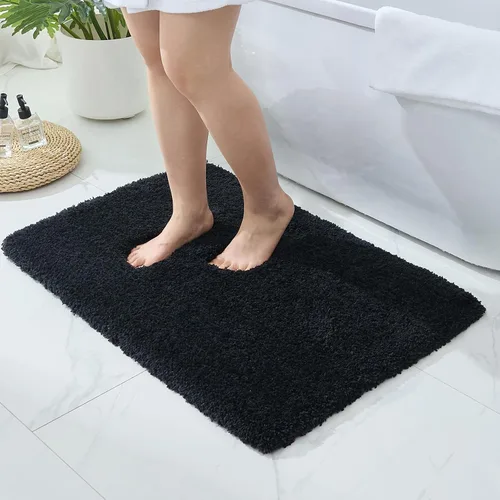 Miniatura 16 de Alfombras de baño antideslizantes, lavables, ultra gruesas, suaves, de microfibra absorbente, de látex de espuma de alta densidad, con respaldo Beige