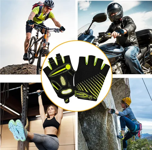 Miniatura 6 de MOREOK Guantes de ciclismo para hombresmujeres-almohadilla de gel de 0.197 in guantes de ciclismo de medio dedo bicicleta de carretera MTB guantes