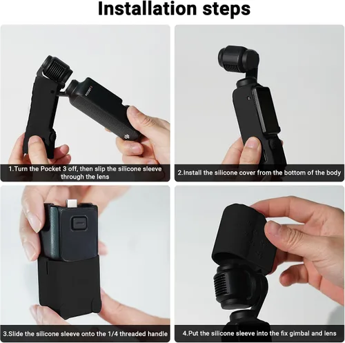Miniatura 7 de Funda protectora para DJI Osmo Pocket 3/Xtra Muse, funda protectora de silicona Pocket3 compatible con DJI Osmo Pocket 3 accesorios, funda Osmo Negro