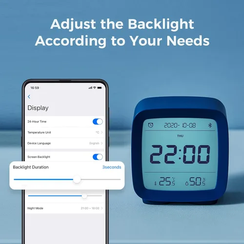 Miniatura 4 de qingping Reloj despertador digital Bluetooth inteligente con múltiples alarmas, funciona con pilas, pequeño reloj despertador con pantalla