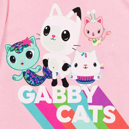 Miniatura 4 de Dreamworks Gabby's Dollhouse MerCat Cakey Cat Kitty Fairy Pandy Paws - Paquete de 2 camisetas para niñas de niños pequeños a niños pequeños