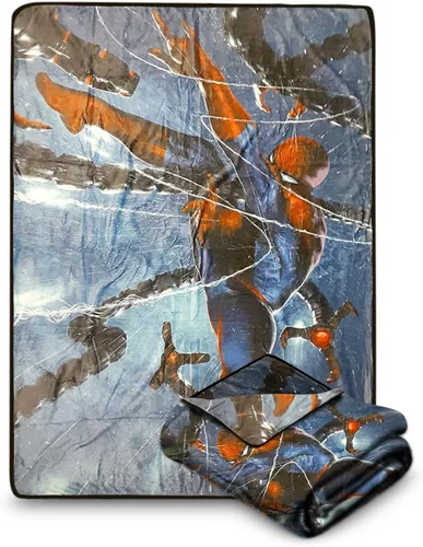 Miniatura 11 de Marvel - Manta de forro polar del 80.º aniversario – Ultrasuave y ligera, montaje clásico de cómic de Iron Man, Thor, Cap, Spidey, lavable a 80