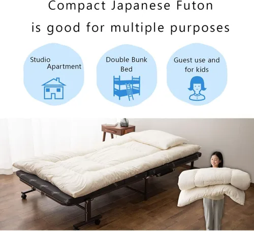 Miniatura 4 de EMOOR Colchón de futón japonés que ahorra espacio, compacto, tamaño individual, fabricado en Japón, colchón plegable para dormir, tapete de tatami