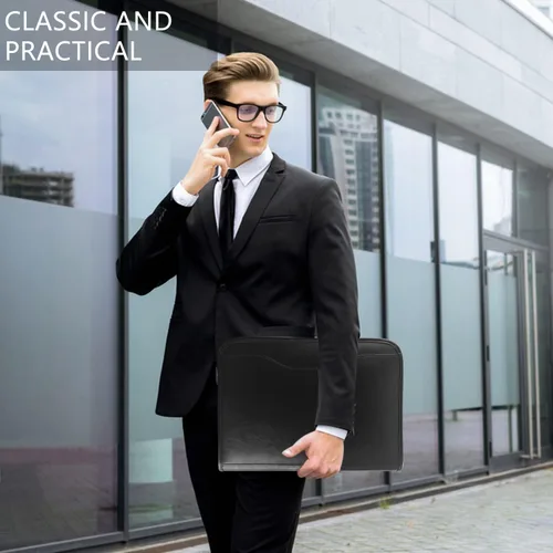 Miniatura 7 de Boczif Padfolio - Organizador de carpetas de cartera planificador de cuero para hombres y mujeres organizador de cuadernos de negocios con bolsillo