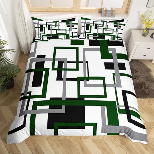 Miniatura 20 de Erosebridal Funda de edredón a rayas color negro y beige, funda de edredón bohemia moderna geométrica abstracta para mujeres, hombres y adultos