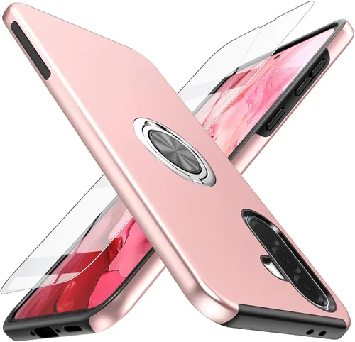 Miniatura 17 de Funda para Galaxy A13 5G con protector de pantalla (vidrio templado), funda híbrida 2 en 1 protectora delgada y resistente con anillo magnético Negro