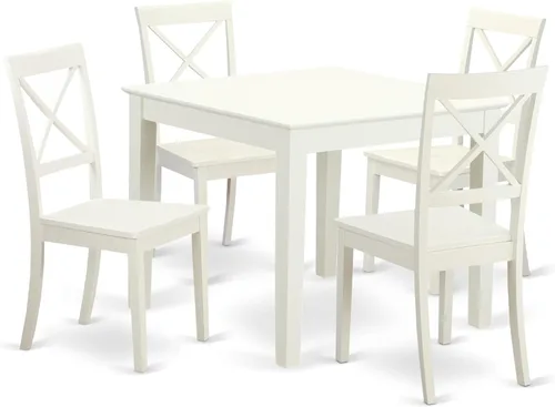 Miniatura 11 de East West Furniture OXBO3-LWH-LC - Juego de mesa de comedor moderno de 3 piezas que contiene una mesa cuadrada de madera y 2 sillas de comedor