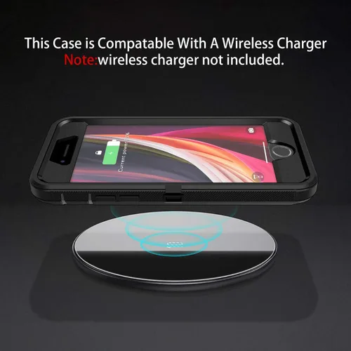 Miniatura 6 de I-HONVA - Carcasa protectora de 3 capas para iPhone SE 2020, protector de pantalla integrado, a prueba de golpes, polvo y caídas, resistente