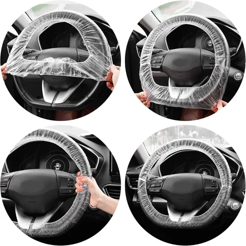 Miniatura 7 de 100 fundas desechables para volante, protector de volante desechable con elástico para evitar rozaduras y arañazos, funda universal para volante