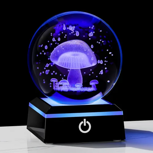 Miniatura 13 de Qianwei Lámpara de Medusa para Mujeres Bola de Cristal 3D 3.14'' - 80mm Láser Medusa Decoración de Vidrio Animales Lámpara Nocturna Regalos Figuras