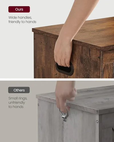 Miniatura 9 de VASAGLE Cofre de almacenamiento, baúl de almacenamiento con 2 bisagras de seguridad, banco de almacenamiento, banco para zapatos, estilo casa