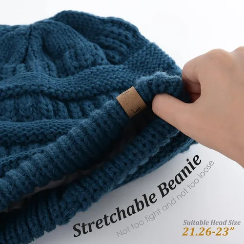 Miniatura 38 de FURTALK Gorros de invierno para mujer, con forro polar, gorro de punto holgado y cálido, gorro de esquí