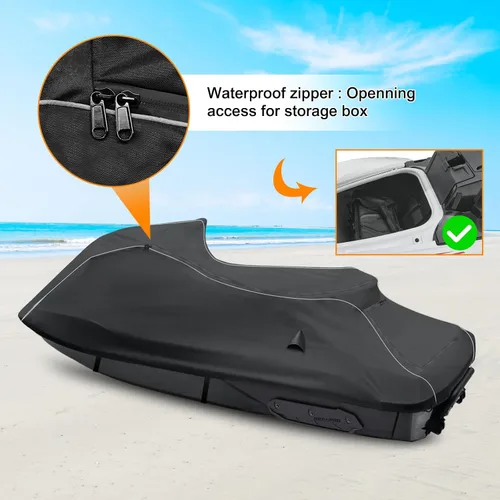 Miniatura 6 de Funda impermeable para moto acuática, ajuste personalizado para Sea-doo Spark3up Spark Trixx 3up, 600D Oxford a prueba de rayos UV, remolcable