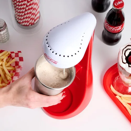 Miniatura 5 de Nostalgia - Máquina para hacer batidos o mezclar bebidas Coca Cola eléctrica y de dos velocidades, edición limitada, incluye taza para mezclar