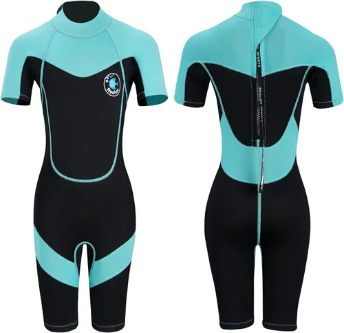 Miniatura 11 de Kid Wetsuit Neoprene Boys Girls 3mm Full Wet Suit, 2mm Shorty Toddles Thermal Swimsuit, Children Back Zipper Cold Water Warmth for Swimming Kayaking