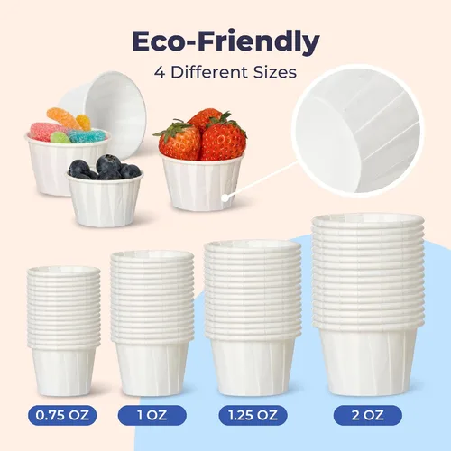 Miniatura 3 de Fit Meal Prep [Paquete de 500] Vasos de papel tratado de 0.75 onzas para porciones de soufflé para muestras de condimentos para medir gelatina shots