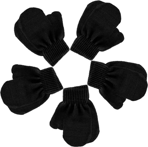 Boao 5 pares de guantes de punto elásticos para niños y niñas, guantes cálidos de invierno para niños y niñas