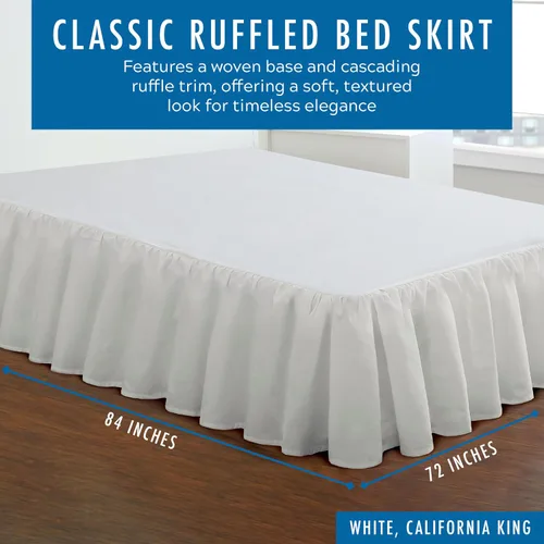 Miniatura 2 de Faldón plisado de popelina para cama tamaño California King, de Fresh Ideas Blanco