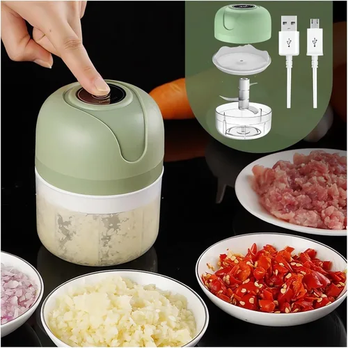 Molinillo eléctrico de ajo recargable USB – Mini picadora eléctrica portátil 2023, mini picadora pequeña, procesador de alimentos, picador eléctrico