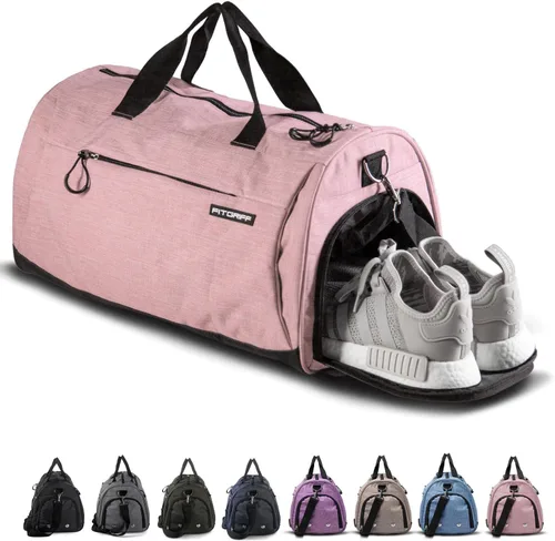 Bolsa de gimnasio V1 para hombres y mujeres con compartimento para zapatos y artículos húmedos, bolsa de lona para viajes, deportes, fitness y