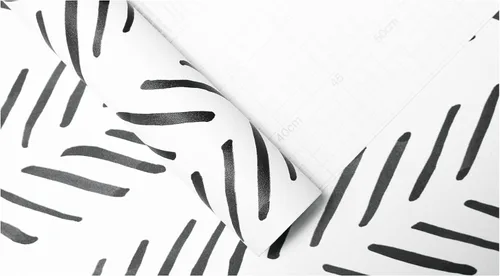 Miniatura 9 de HAOKHOME Papel tapiz de vinilo adhesivo extraíble con diseño de rayas en blanco y negro para gabinete de baño, papel de contacto de vinilo extraíble