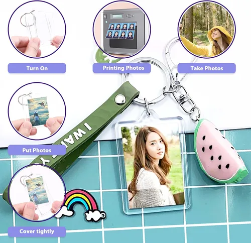 Miniatura 5 de Swpeet 40 llaveros colgantes para marco de fotos, haz tu propio kit de llavero, llavero central para marco de fotos para que los niños lo monten