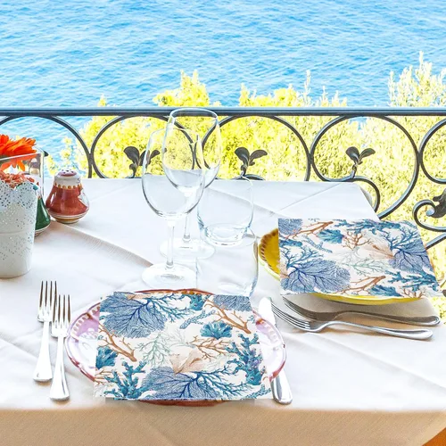 Miniatura 7 de AnyDesign Paquete de 80 servilletas de almuerzo de verano, estampado de coral océano, servilletas de papel desechables, servilletas de papel