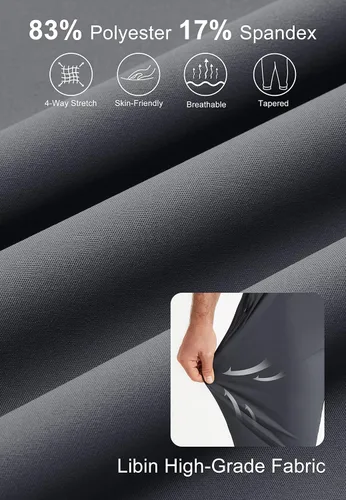 Miniatura 2 de Libin Men's All Day Comfy Joggers Pants with Zipper Pockets Stretch Sweatpants for Men Golf Athletic Running