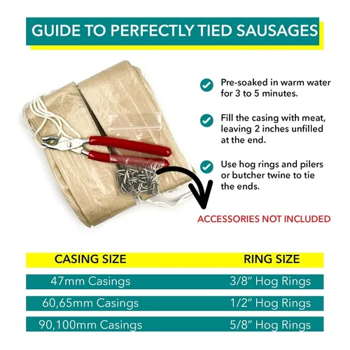 Miniatura 4 de The Sausage Maker® Fundas de colágeno transparente de 60 mm para hacer salchichas - Paquete de 10, funda no comestible para salchicha cocida