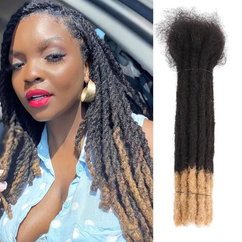 Miniatura 19 de Viovian Extensiones de rastas de 0.23 pulgadas de cabello humano de 6 pulgadas, 20 hebras ombré, extensiones de cabello humano para hombres, 1b/27