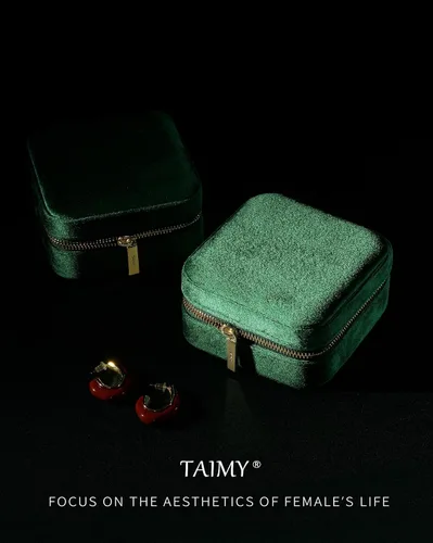 Miniatura 7 de TAIMY Joyero de viaje de terciopelo de felpa, pequeño estuche de joyería de viaje, mini cajas organizadoras de viaje portátiles para anillos