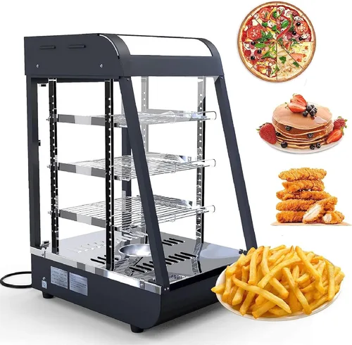 Calentador de alimentos comercial de 15", calentadores de pizza para encimera, vitrina calentadora de pasteles y empanadas para buffet, restaurante,