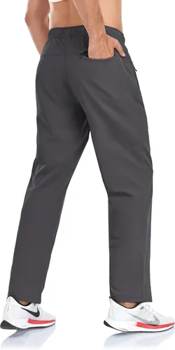 Miniatura 50 de Rapoo Pantalones ligeros para hombre con bolsillos con cremallera, secado rápido, pantalones deportivos de viaje para entrenamiento