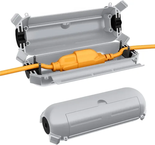 Miniatura 12 de RESTMO Paquete de 2 fundas compactas para cable de extensión para exteriores, caja impermeable IP44 y funda de seguridad, ideal para proteger