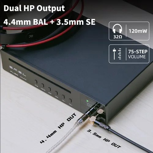Miniatura 7 de Reproductor de CD S.M.S.L PL150, Compatible con CD estándar, CD de MP3. Soporta auriculares RCA, de 3.5mm y 4.4mm, salida de fibra óptica y coaxial